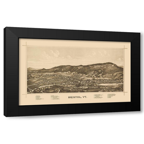 Bristol Vermont - Norris 1889 Black Modern Wood Framed Art Print by Norris