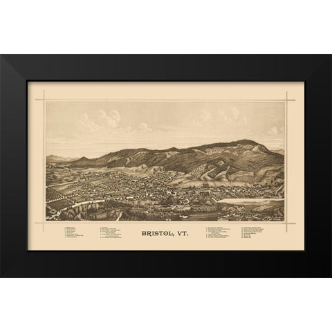Bristol Vermont - Norris 1889 Black Modern Wood Framed Art Print by Norris