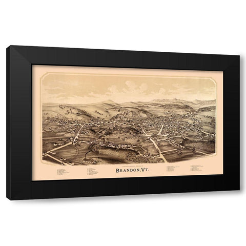Brandon Vermont - Burleigh 1890 Black Modern Wood Framed Art Print with Double Matting by Burleigh