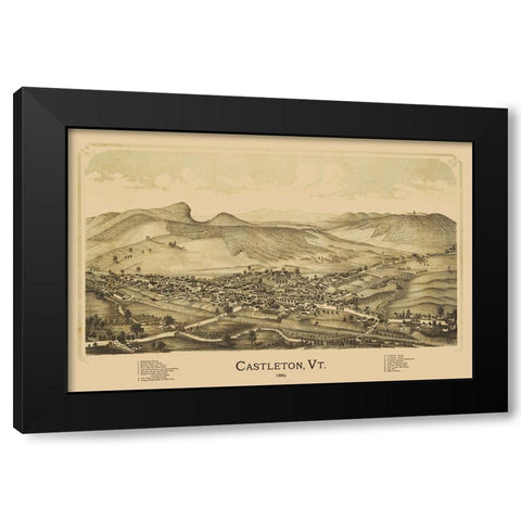 Castleton Vermont - Burleigh 1889 Black Modern Wood Framed Art Print with Double Matting by Burleigh