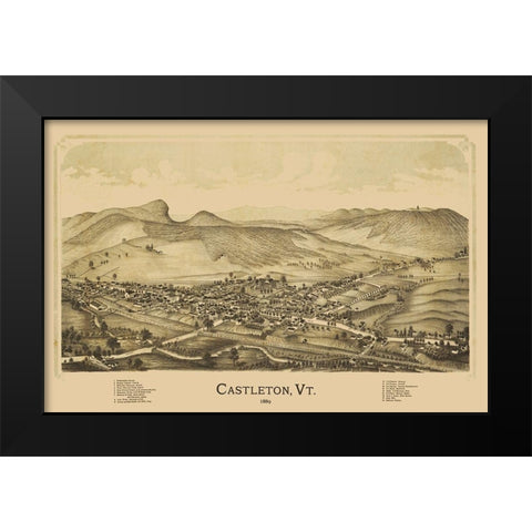 Castleton Vermont - Burleigh 1889 Black Modern Wood Framed Art Print by Burleigh
