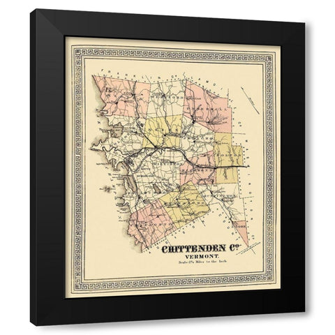 Chittenden Vermont - Beers 1878 Black Modern Wood Framed Art Print by Beers