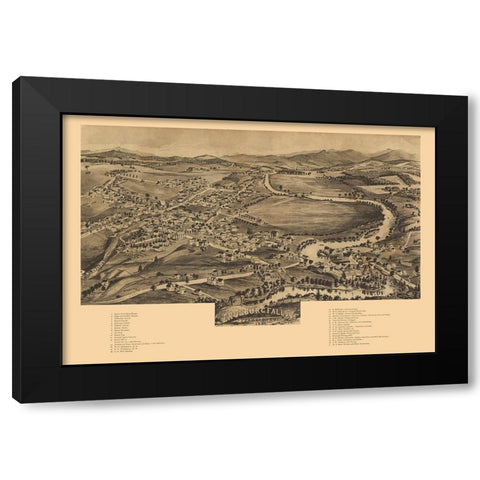 Enosburg Falls Vermont - Norris 1892 Black Modern Wood Framed Art Print with Double Matting by Norris