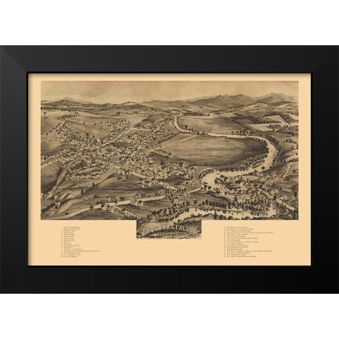 Enosburg Falls Vermont - Norris 1892 Black Modern Wood Framed Art Print by Norris
