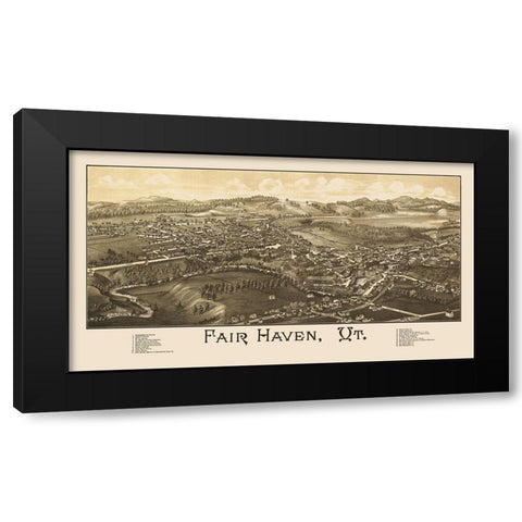 Fair Haven Vermont - Burleigh 1886 Black Modern Wood Framed Art Print with Double Matting by Burleigh