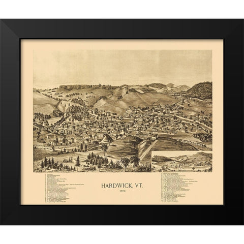 Hardwick Vermont - Norris 1892 Black Modern Wood Framed Art Print by Norris