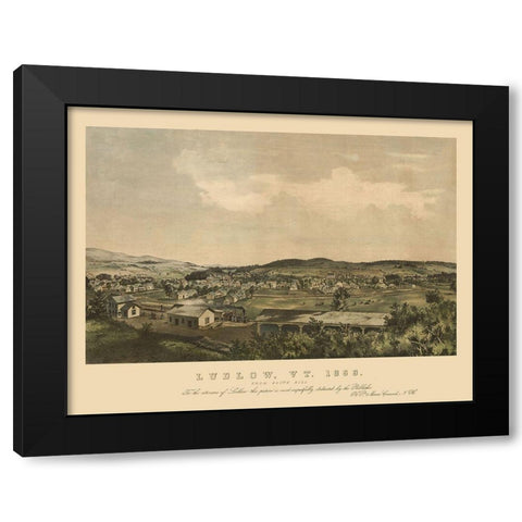 Ludlow Vermont - Moore 1859 Black Modern Wood Framed Art Print with Double Matting by Moore