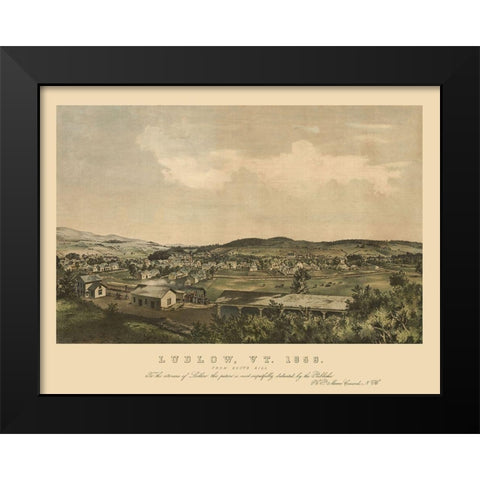 Ludlow Vermont - Moore 1859 Black Modern Wood Framed Art Print by Moore