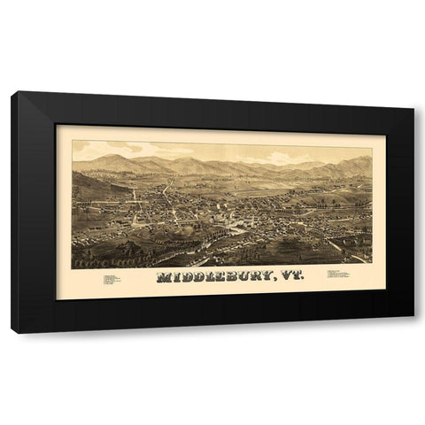 Middlebury Vermont - Burleigh 1886 Black Modern Wood Framed Art Print by Burleigh