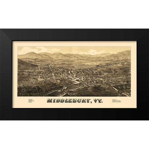 Middlebury Vermont - Burleigh 1886 Black Modern Wood Framed Art Print by Burleigh