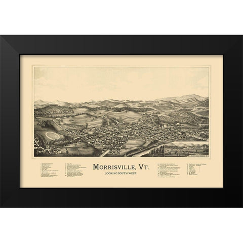 Morrisville Vermont - Norris 1889 Black Modern Wood Framed Art Print by Norris