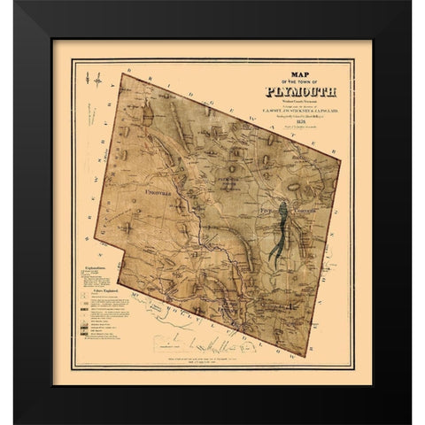 Plymouth Vermont - Hager 1859 Black Modern Wood Framed Art Print by Hager