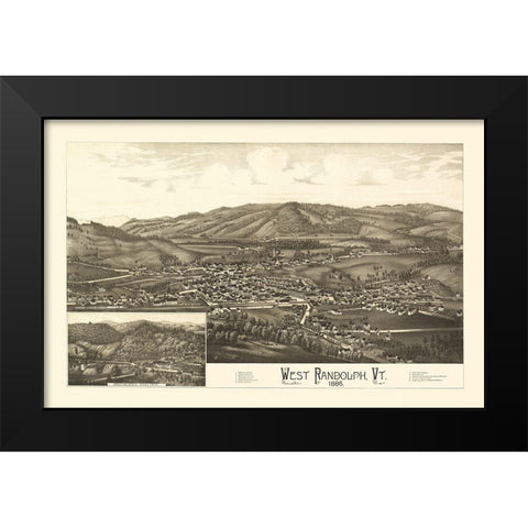 West Randolph Vermont - Burleigh 1886 Black Modern Wood Framed Art Print by Burleigh