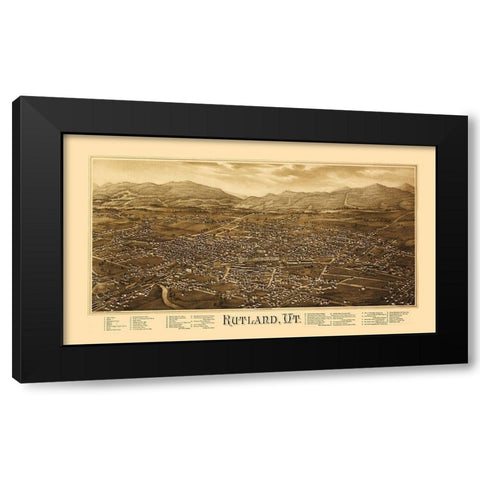 Rutland Vermont - Burleigh 1885 Black Modern Wood Framed Art Print by Burleigh