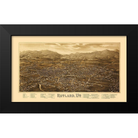 Rutland Vermont - Burleigh 1885 Black Modern Wood Framed Art Print by Burleigh