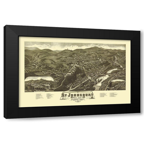 Saint Johnsbury Vermont - Norris 1884 Black Modern Wood Framed Art Print with Double Matting by Norris