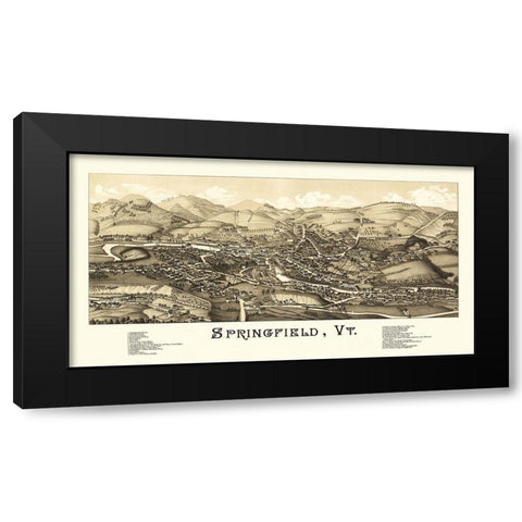 Springfield Vermont - Burleigh 1886 Black Modern Wood Framed Art Print by Burleigh