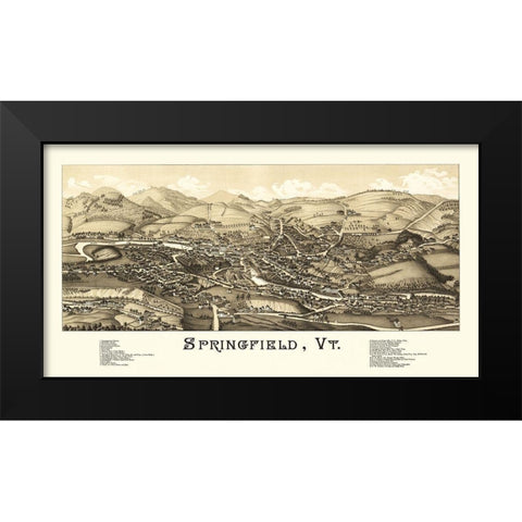 Springfield Vermont - Burleigh 1886 Black Modern Wood Framed Art Print by Burleigh