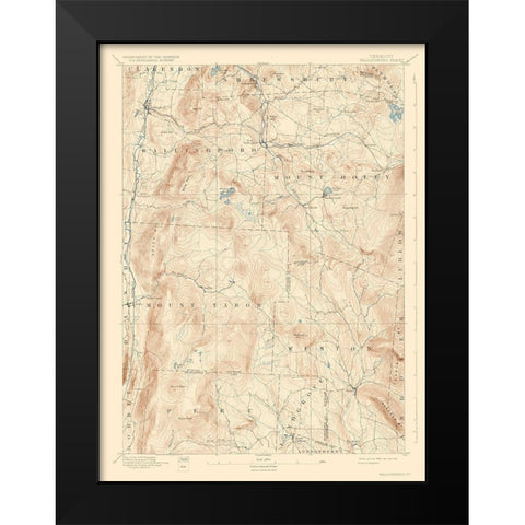 Wallingford Vermont Quad - USGS 1893 Black Modern Wood Framed Art Print by USGS