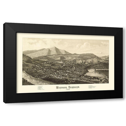 Windsor Vermont - Burleigh 1886 Black Modern Wood Framed Art Print with Double Matting by Burleigh