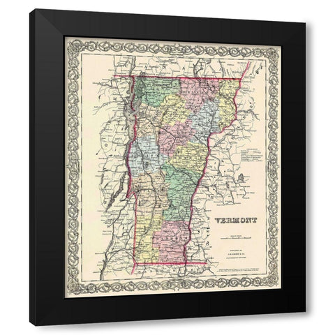 Vermont - Colton 1855 Black Modern Wood Framed Art Print with Double Matting by Colton