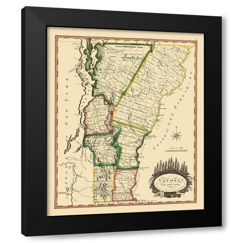 Vermont - Doolittle 1795 Black Modern Wood Framed Art Print with Double Matting by Doolittle