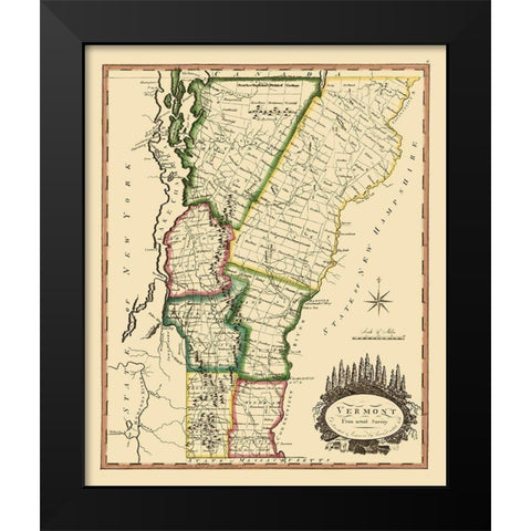 Vermont - Doolittle 1795 Black Modern Wood Framed Art Print by Doolittle