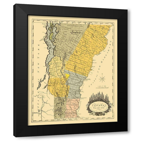 Vermont - Doolittle 1814 Black Modern Wood Framed Art Print with Double Matting by Doolittle