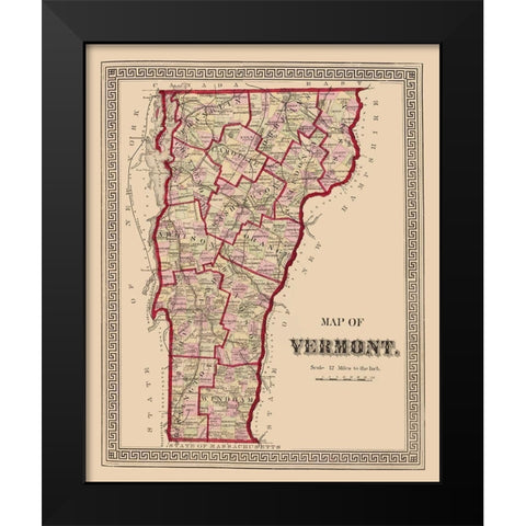 Vermont - Burgett 1876 Black Modern Wood Framed Art Print by Burgett