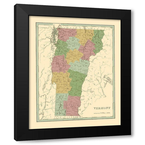 Vermont - Bradford 1838 Black Modern Wood Framed Art Print with Double Matting by Bradford