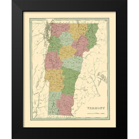 Vermont - Bradford 1838 Black Modern Wood Framed Art Print by Bradford