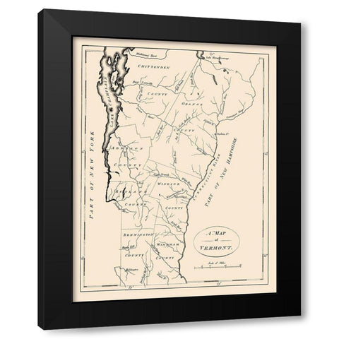 Vermont - Morse 1794 Black Modern Wood Framed Art Print by Morse