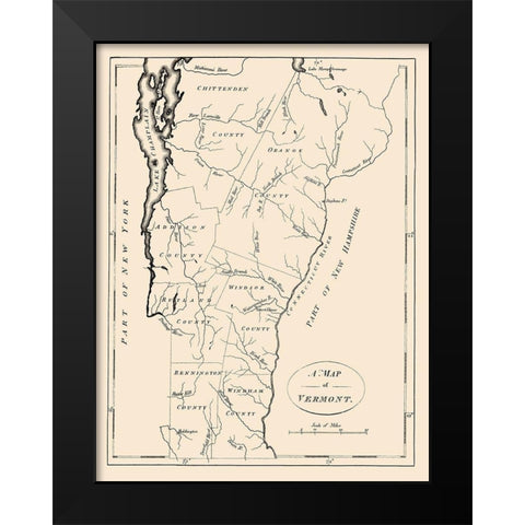 Vermont - Morse 1794 Black Modern Wood Framed Art Print by Morse