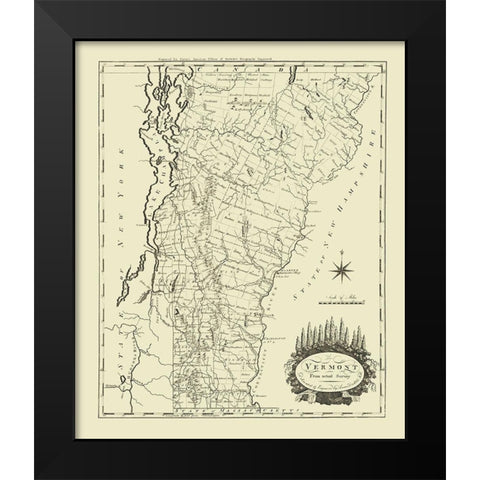 Vermont - Carey 1795 Black Modern Wood Framed Art Print by Carey