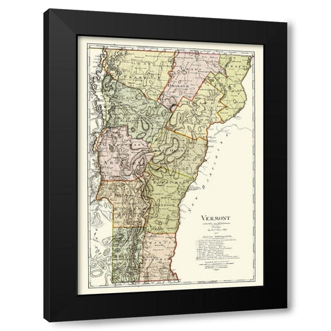 Vermont - Bohn 1796 Black Modern Wood Framed Art Print with Double Matting by Bohn