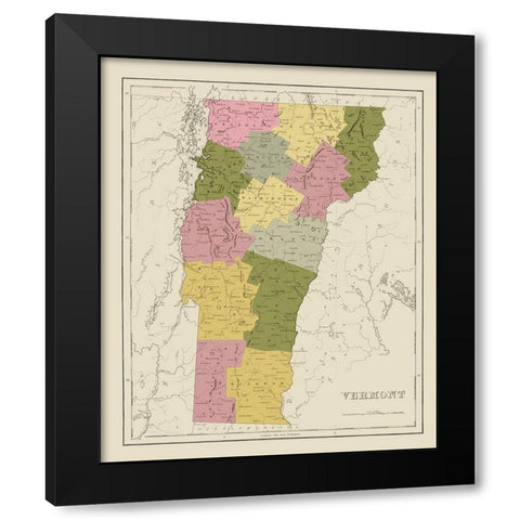 Vermont - Bradford 1838 Black Modern Wood Framed Art Print by Bradford