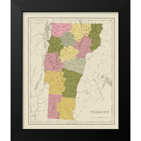 Vermont - Bradford 1838 Black Modern Wood Framed Art Print by Bradford