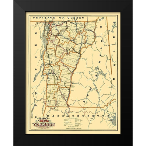 Vermont - Coffin 1896 Black Modern Wood Framed Art Print by Coffin