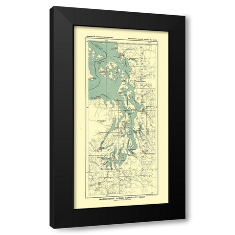Washington - Admiralty Inlet - Hoen 1896 Black Modern Wood Framed Art Print by Hoen