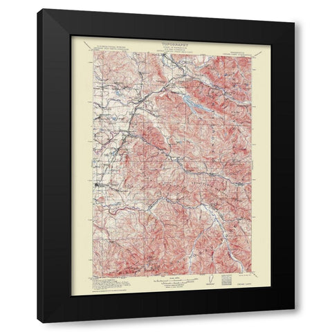 Cedar Lake Washington Quad - USGS 1913 Black Modern Wood Framed Art Print by USGS