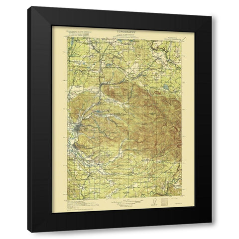 Chehalis Washington Quad - USGS 1916 Black Modern Wood Framed Art Print by USGS