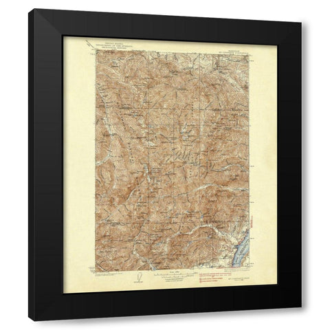 Mt Constance Washington Quad - USGS 1938 Black Modern Wood Framed Art Print by USGS