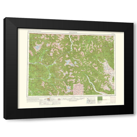 Concrete Washington Quad - USGS 1962 Black Modern Wood Framed Art Print with Double Matting by USGS