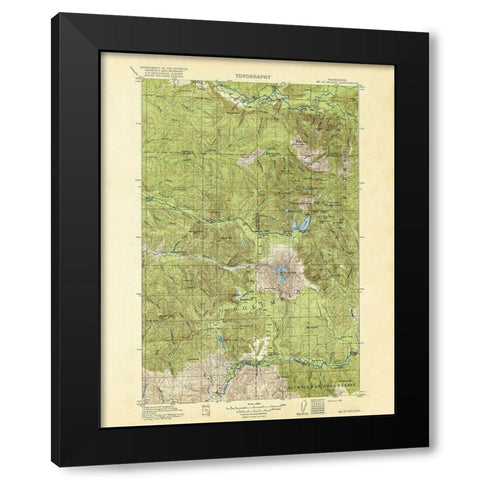 Mt St Helens Washington Quad - USGS 1919 Black Modern Wood Framed Art Print by USGS