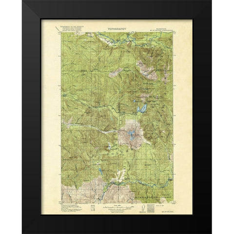 Mt St Helens Washington Quad - USGS 1919 Black Modern Wood Framed Art Print by USGS