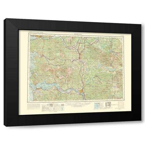Hoquiam Washington Oregon Quad - USGS 1969 Black Modern Wood Framed Art Print by USGS