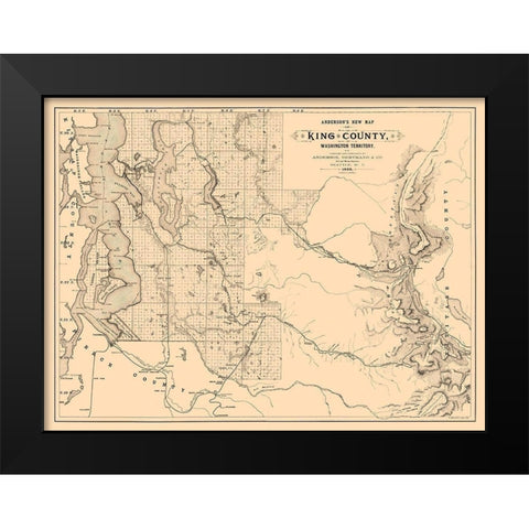 King County Washington - Anderson 1888 Black Modern Wood Framed Art Print by Anderson