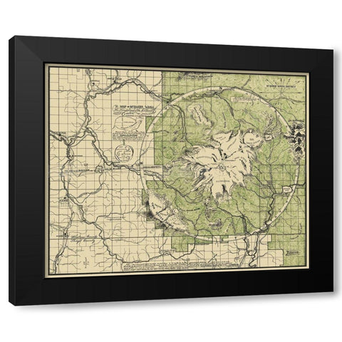 Mount Baker Washington - Easton 1912 Black Modern Wood Framed Art Print by Easton