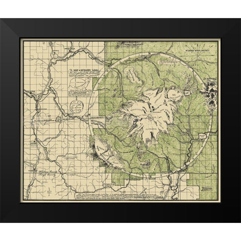 Mount Baker Washington - Easton 1912 Black Modern Wood Framed Art Print by Easton