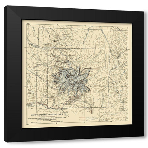 Mount Rainier National Park - 1907 Black Modern Wood Framed Art Print with Double Matting by Chittenden
